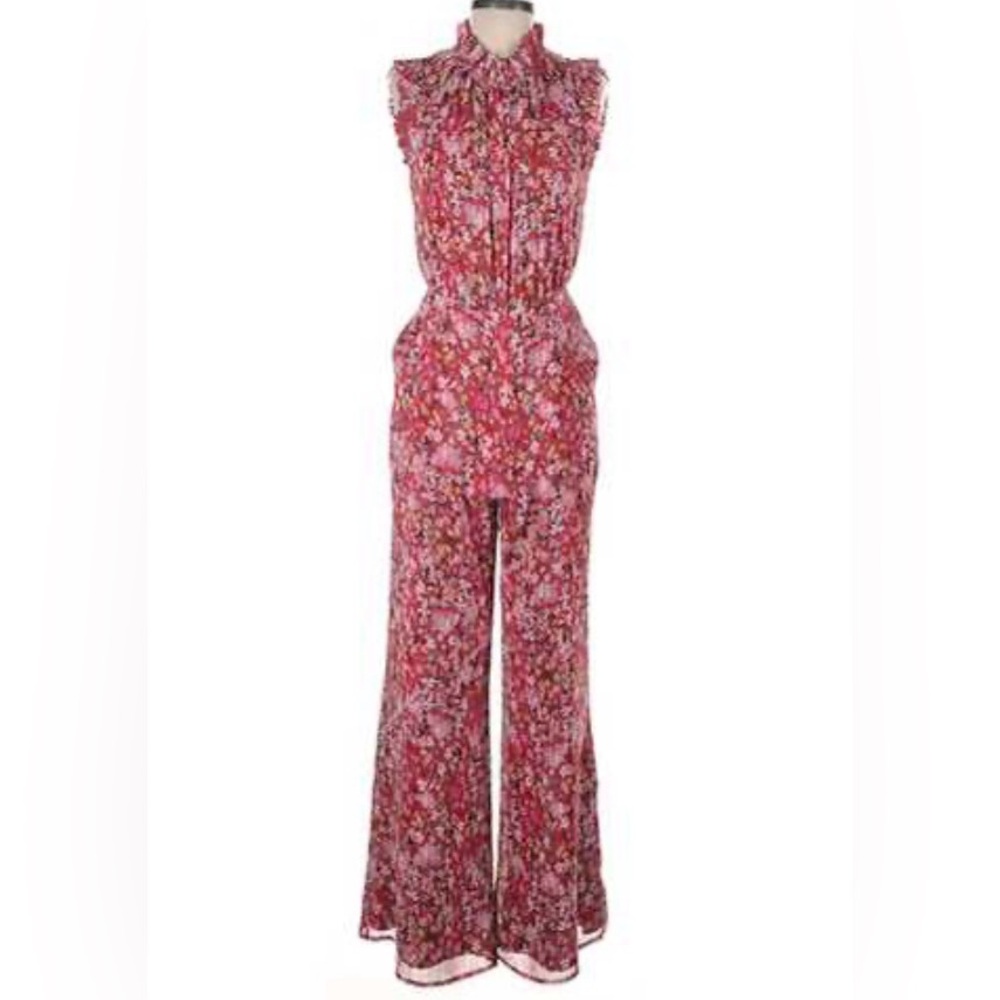 ALI & JAY Red Pink Floral Sleeveless Jumpsuit